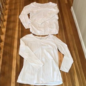 Set of 2 long sleeved white maternity shirts sz L